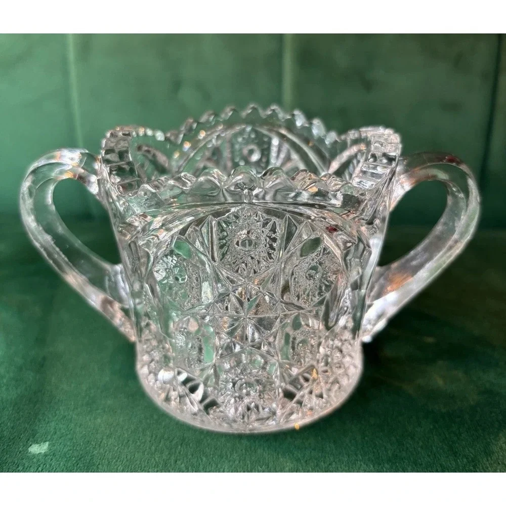 Lot Crystal Star Dish Godinger Dublin + Oval Celery Tray & Creamer Bowl